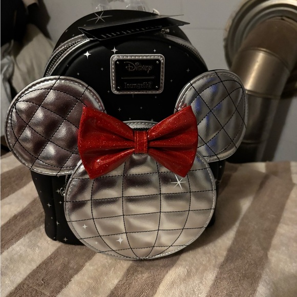 Loungefly Disney Black and Silver Kids Backpack